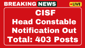 CISF Head Constable Sports Quota Recruitment 2025