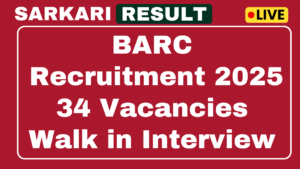 BARC Recruitment 2025 PGRMO Walk, Senior resident 34 posts