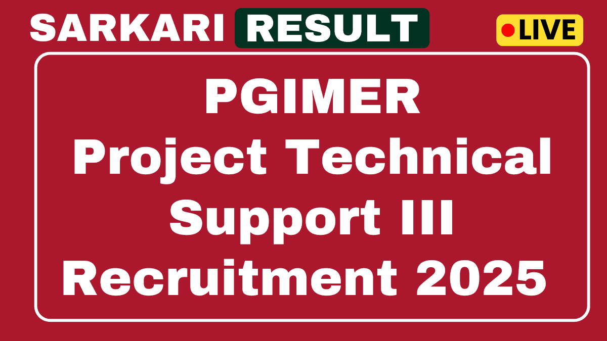 PGIMER Project Technical Support III Recruitment 2025