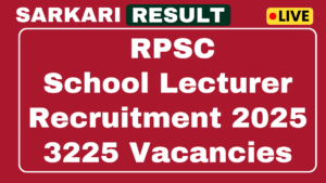 RPSC School Lecturer Recruitment 2025