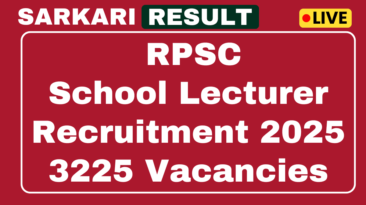 RPSC School Lecturer Recruitment 2025