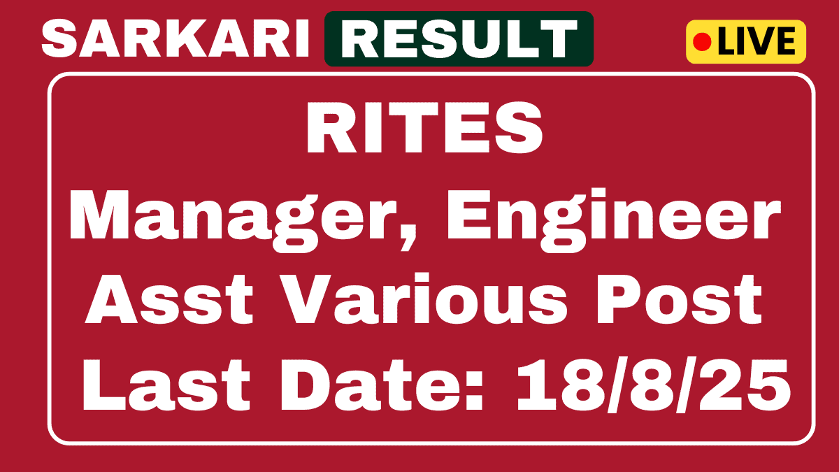 RITES Manager, Engineer and More Post Recruitment 2025