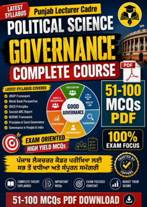Governance MCQs PDF 51-100 Punjab Lecturer Cadre Political Science 2026-2027