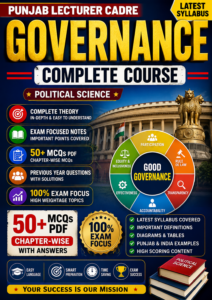 Punjab Lecturer Cadre Political Science 2026 | Governance Complete Course | New Syllabus | Unit Wise | 50 MCQs PDF Download | Master Cadre