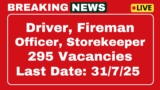 CG Fire Department Recruitment 2025 Online 295 Fireman, Apply Driver Post