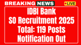 IDBI Bank Recruitment 2025 119 Apply the post of Specialist Officer