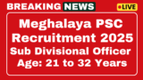 Meghalaya PSC Recruitment 2025 33 Apply for Sub Divisional Officer, Assist Engineer Post