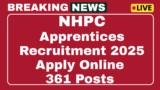 NHPC Apprentice Recruitment 2025 Apply 361 Post online