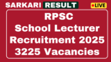 RPSC School Lecturer Recruitment 2025 Online 3225 Post