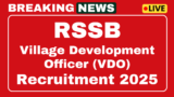 RSSB VDO Recruitment 2025 Village Development Officer Apply 850 posts