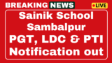 Sainik School Sambalpur Recruitment 2025 PGT, LDC and PTI now apply for posts